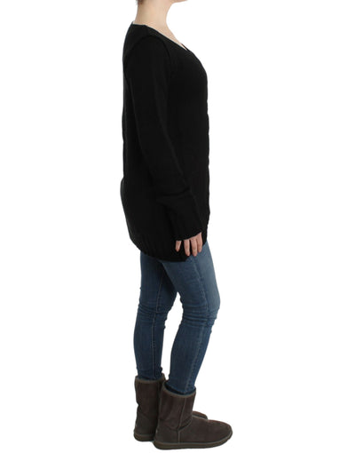 Pull en laine tricoté noir Cavalli