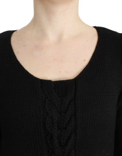 Pull en laine tricoté noir Cavalli