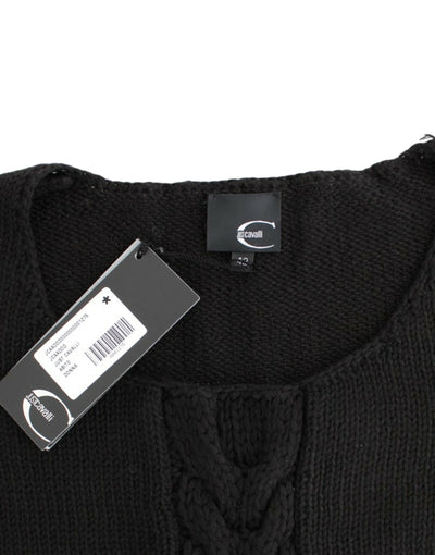 Pull en laine tricoté noir Cavalli