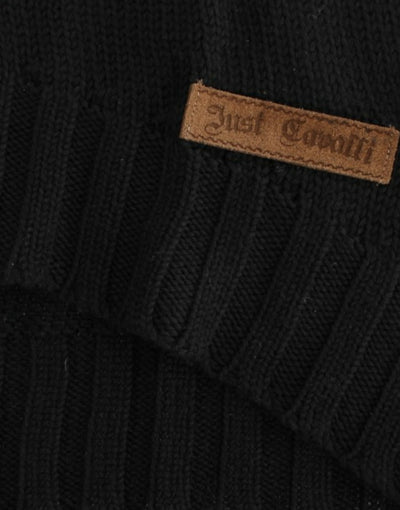 Pull en laine tricoté noir Cavalli