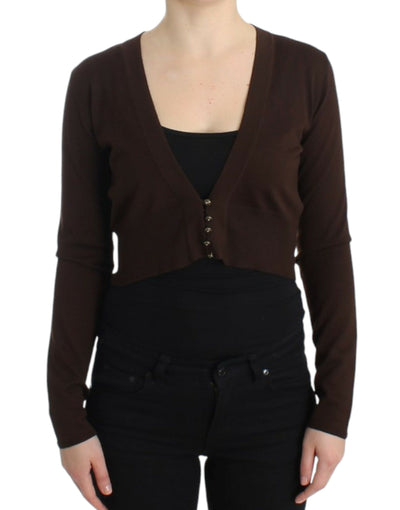 Cardigan court en laine marron Cavalli