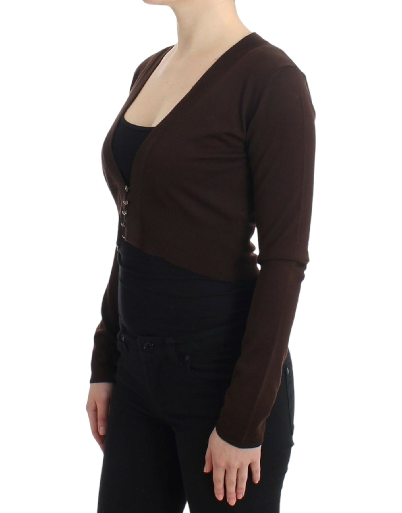 Cardigan court en laine marron Cavalli