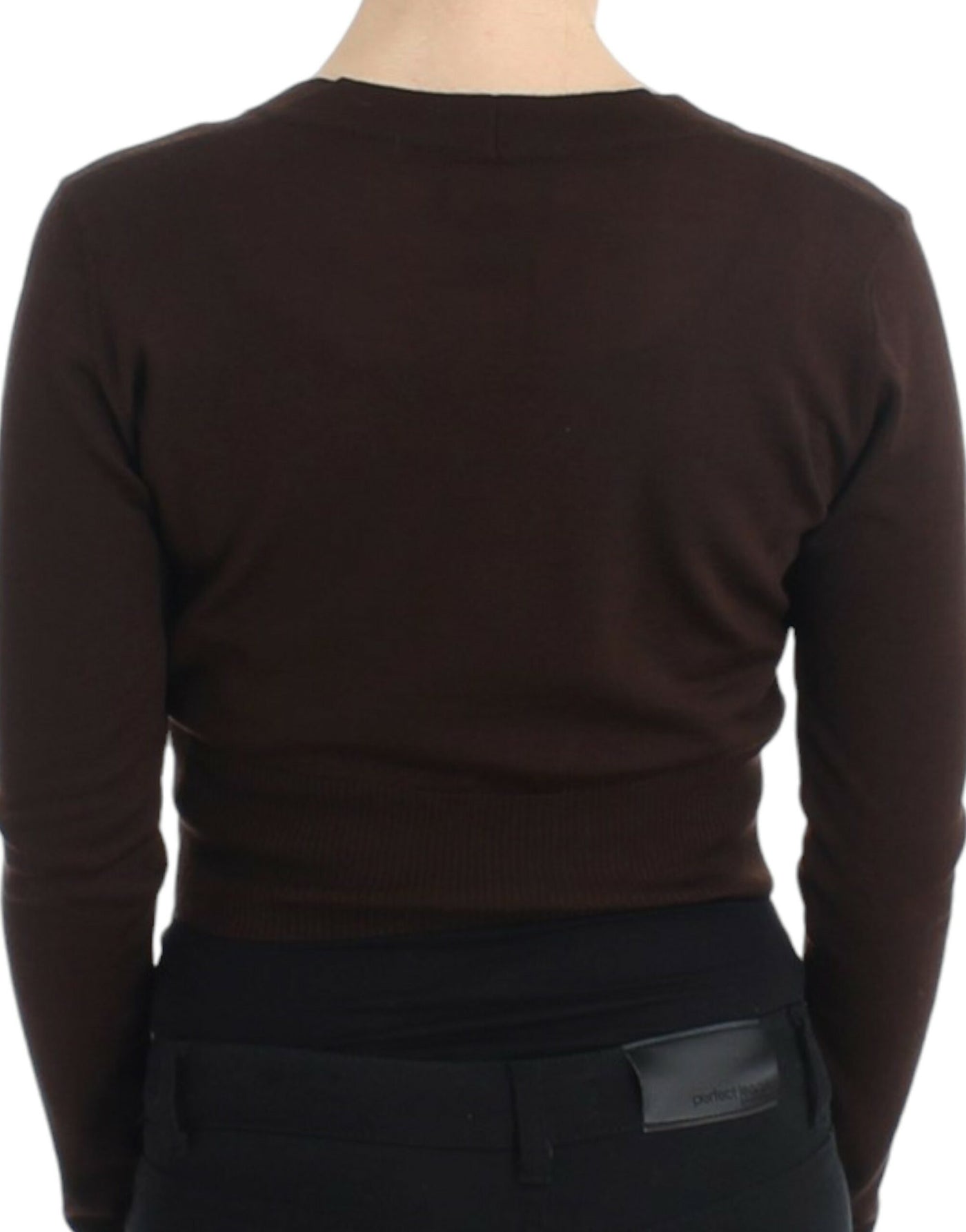 Cardigan court en laine marron Cavalli