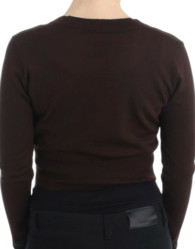 Cardigan court en laine marron Cavalli