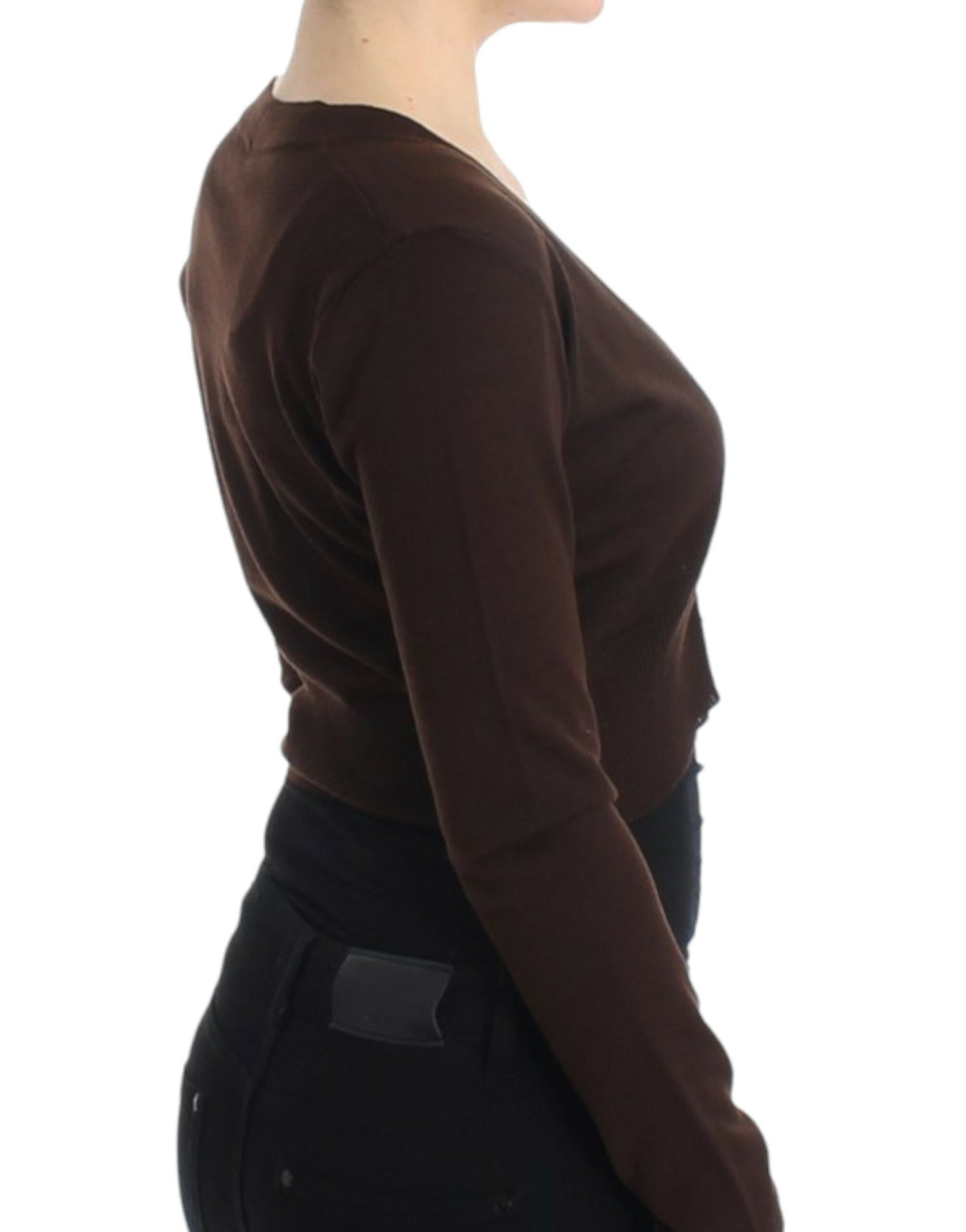 Cardigan court en laine marron Cavalli