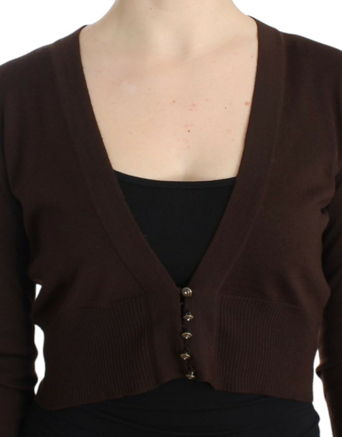 Cardigan court en laine marron Cavalli
