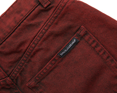 Short en jean taille haute extensible rouge Dolce &amp; Gabbana