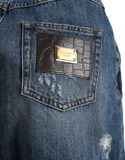 Short en jean taille haute en coton bleu Dolce &amp; Gabbana