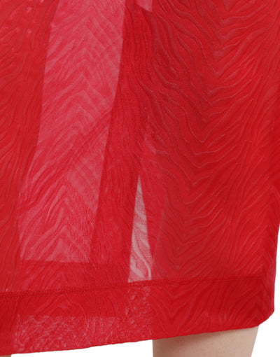 Jupe crayon mi-longue taille haute transparente rouge Dolce &amp; Gabbana
