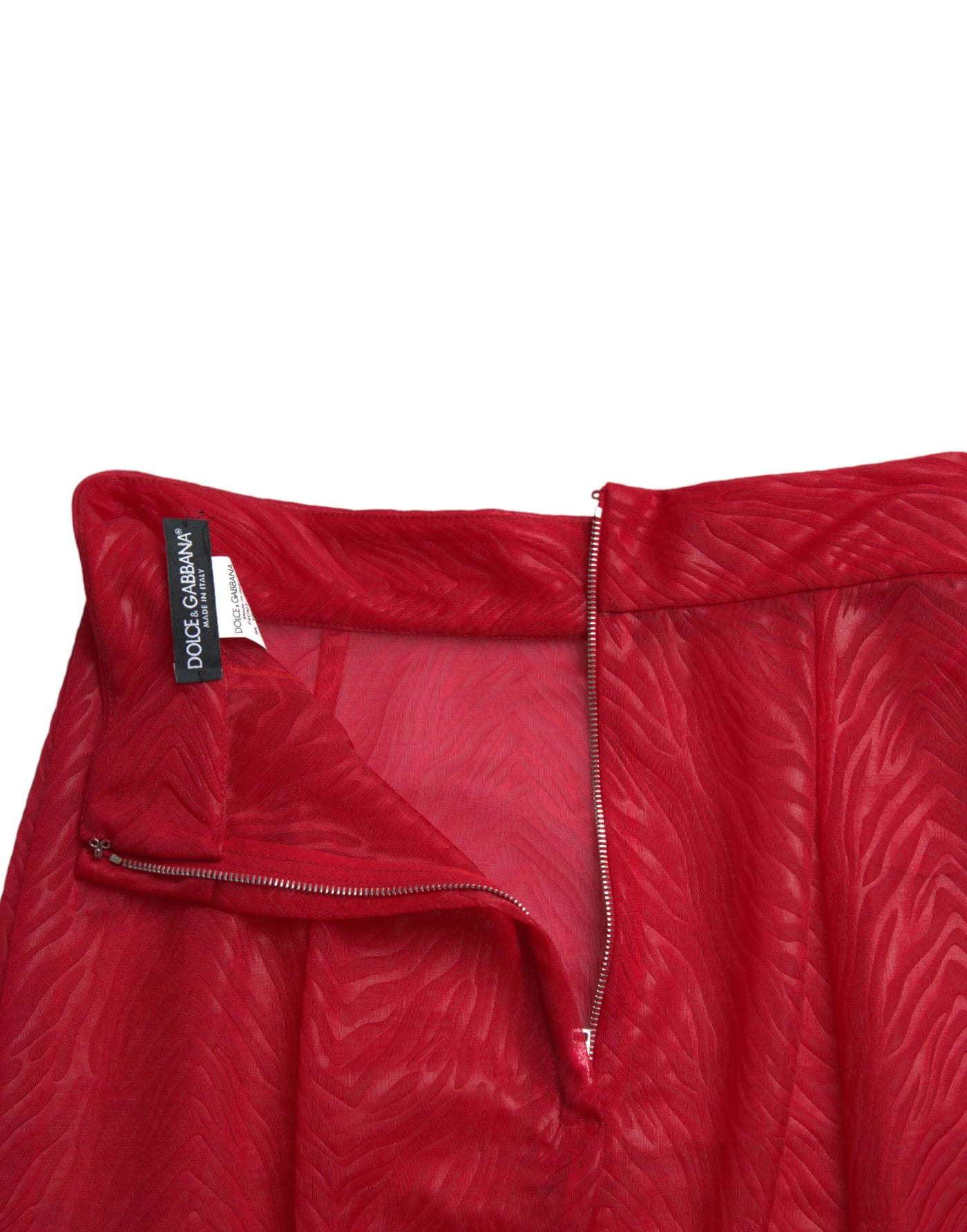 Jupe crayon mi-longue taille haute transparente rouge Dolce &amp; Gabbana