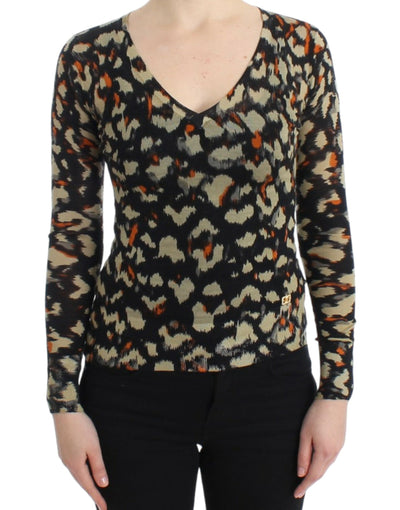 Pull en laine multicolore à col en V Cavalli