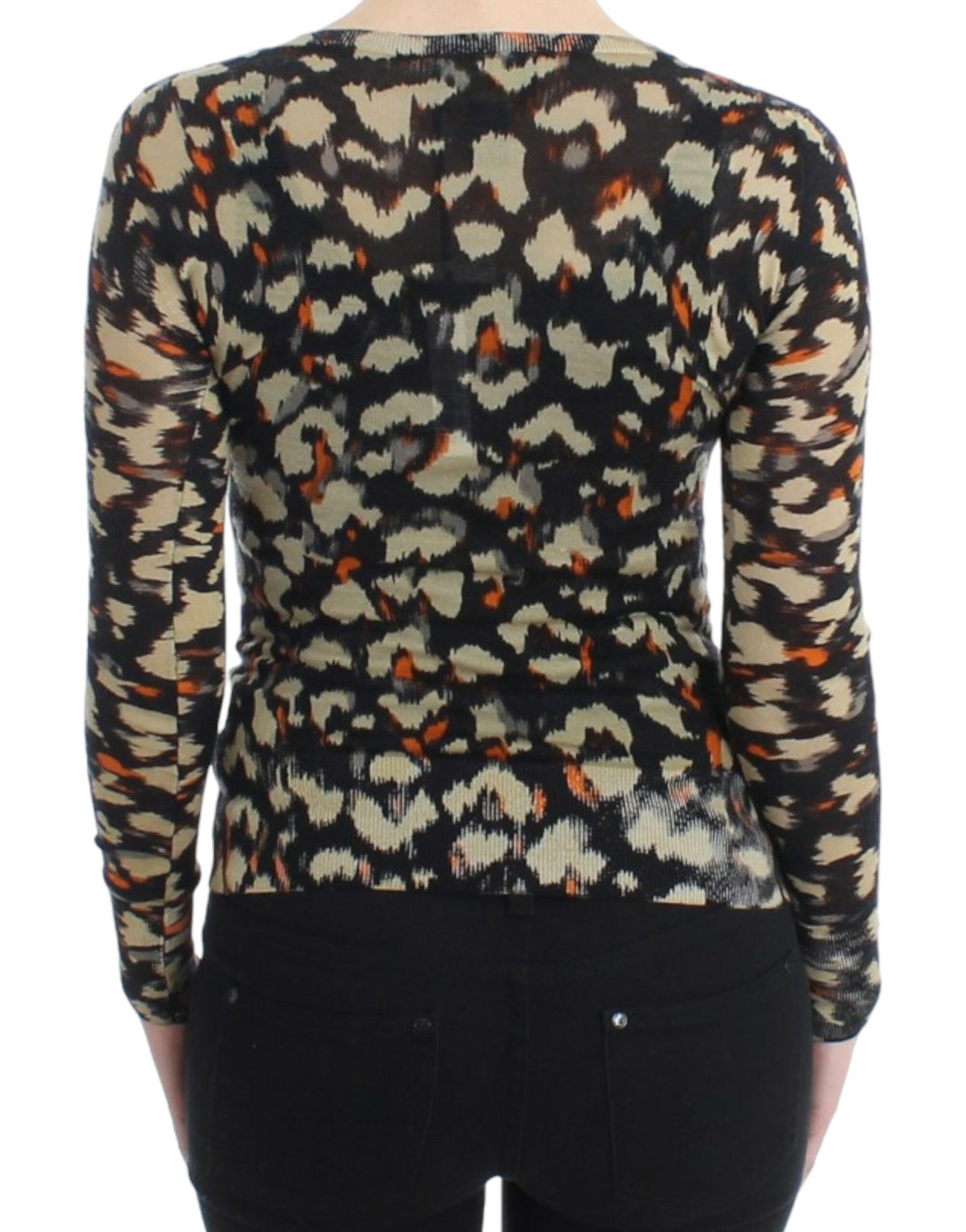 Pull en laine multicolore à col en V Cavalli