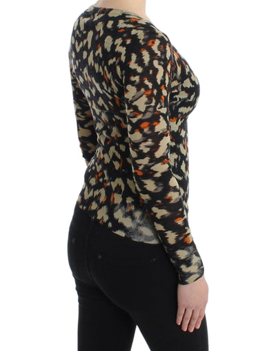 Pull en laine multicolore à col en V Cavalli