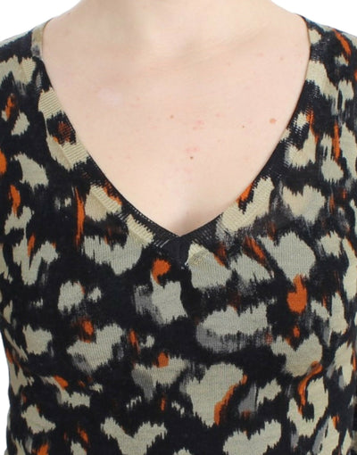 Pull en laine multicolore à col en V Cavalli