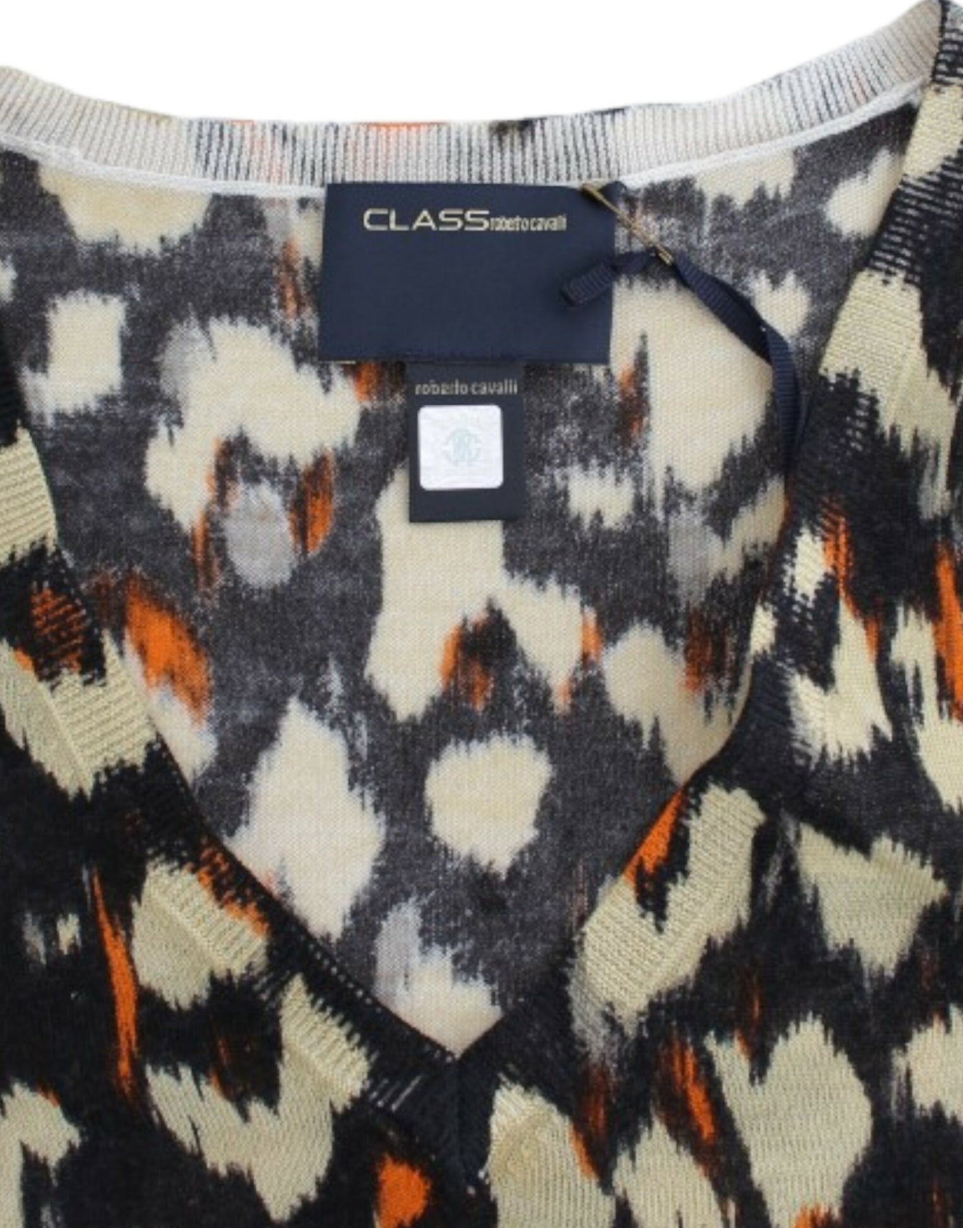 Pull en laine multicolore à col en V Cavalli