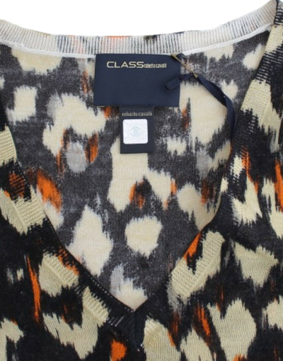 Pull en laine multicolore à col en V Cavalli