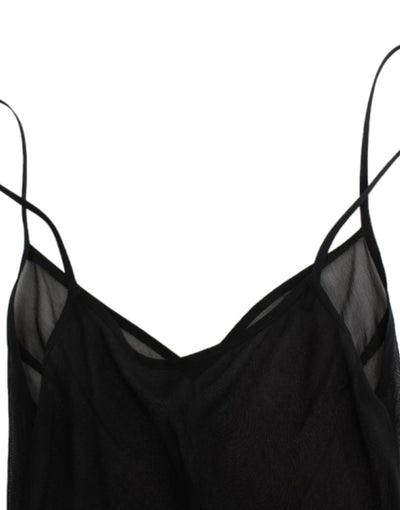 Robe en soie noire à manches longues Cavalli
