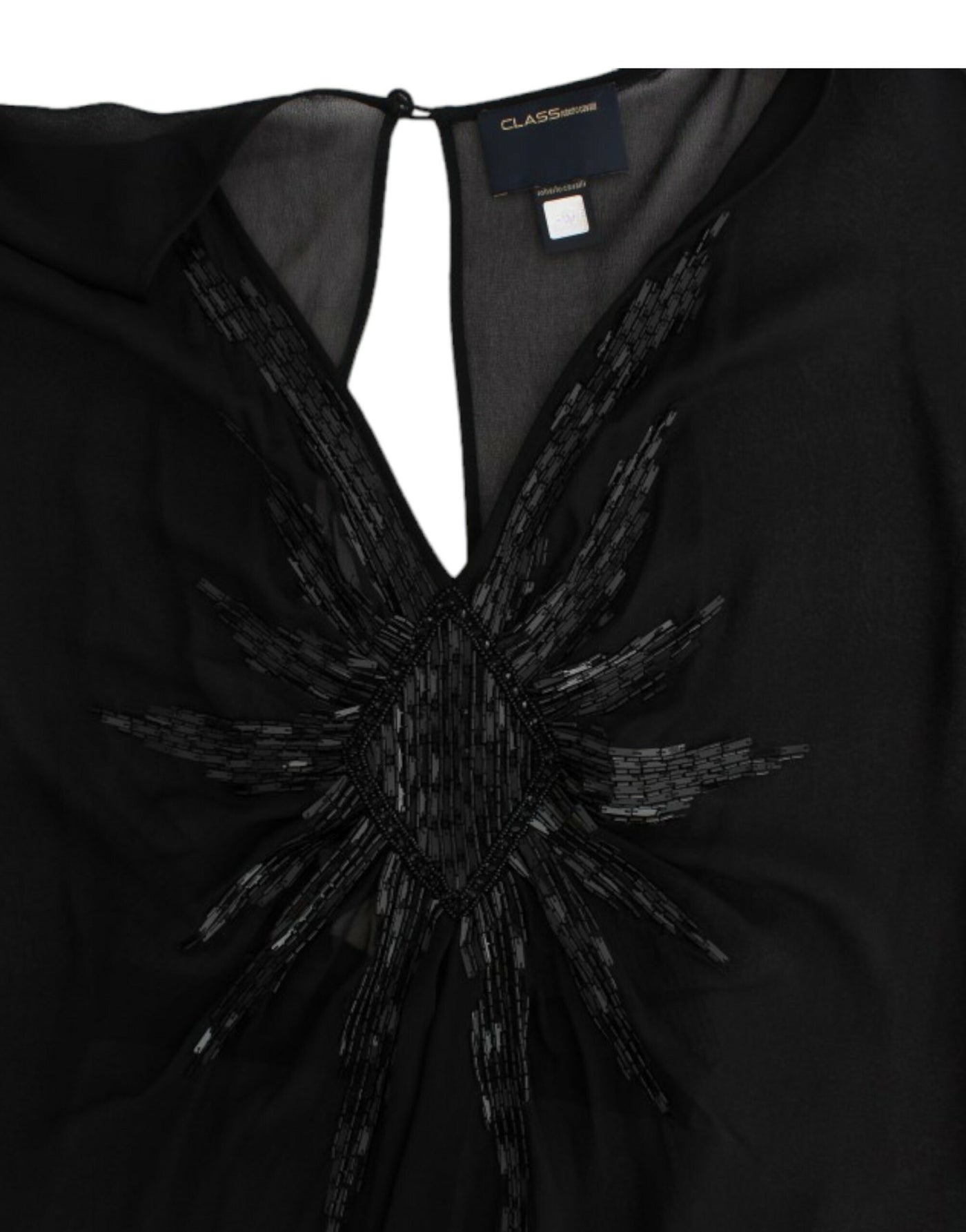 Robe en soie noire à manches longues Cavalli