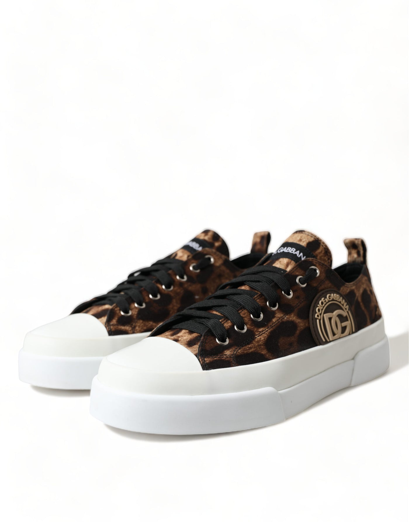 Baskets en toile léopard marron Dolce &amp; Gabbana