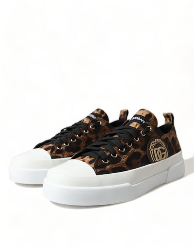 Baskets en toile léopard marron Dolce &amp; Gabbana