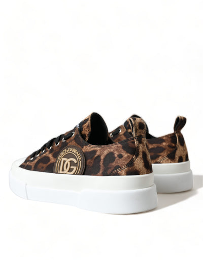 Baskets en toile léopard marron Dolce &amp; Gabbana