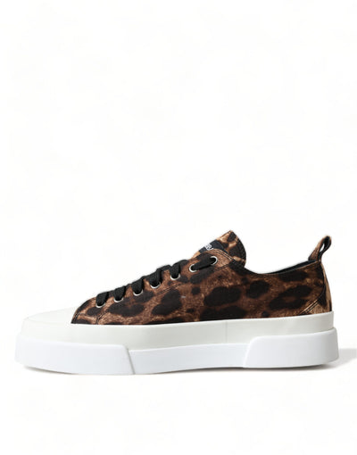 Baskets en toile léopard marron Dolce &amp; Gabbana