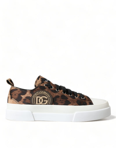Baskets en toile léopard marron Dolce &amp; Gabbana