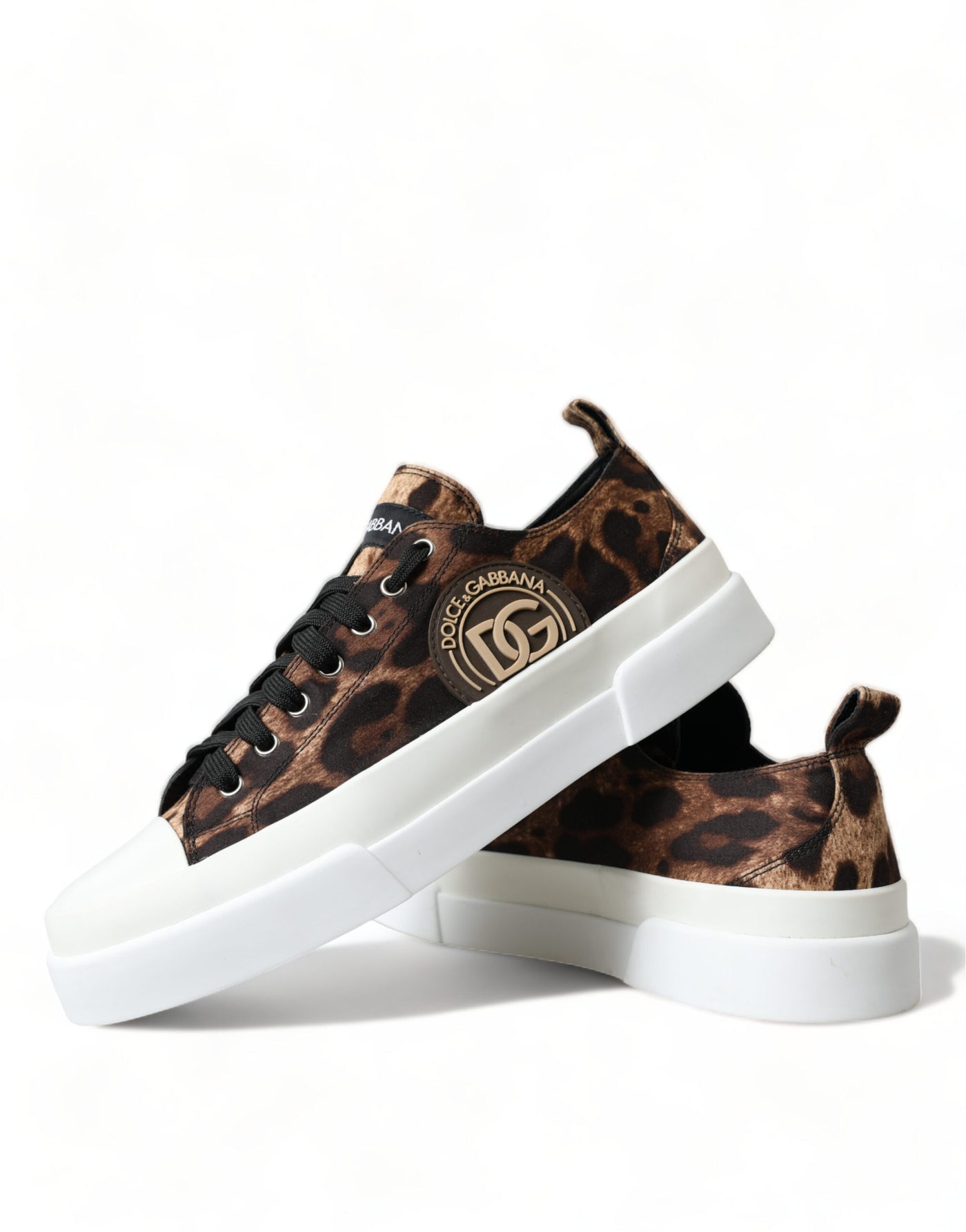 Baskets en toile léopard marron Dolce &amp; Gabbana