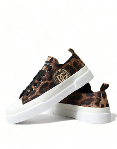 Baskets en toile léopard marron Dolce &amp; Gabbana
