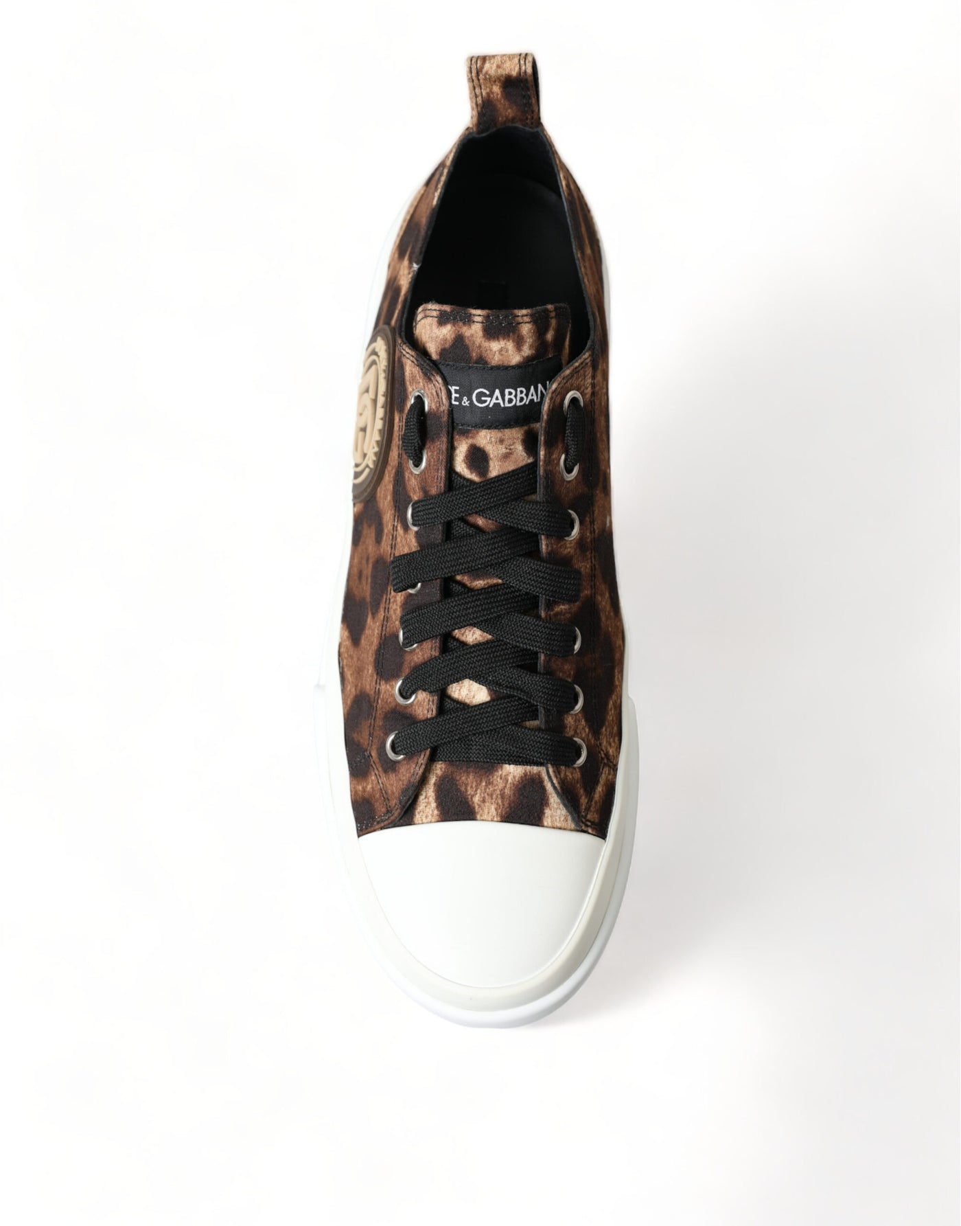 Baskets en toile léopard marron Dolce &amp; Gabbana