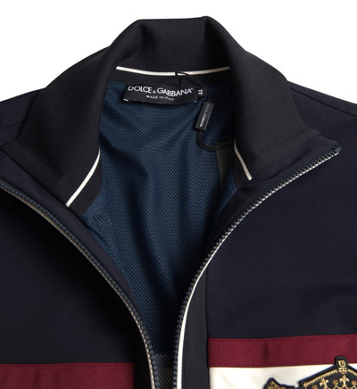 Dolce &amp; Gabbana Blauwe Cardigan Heraldische Trui met Volledige Ritssluiting