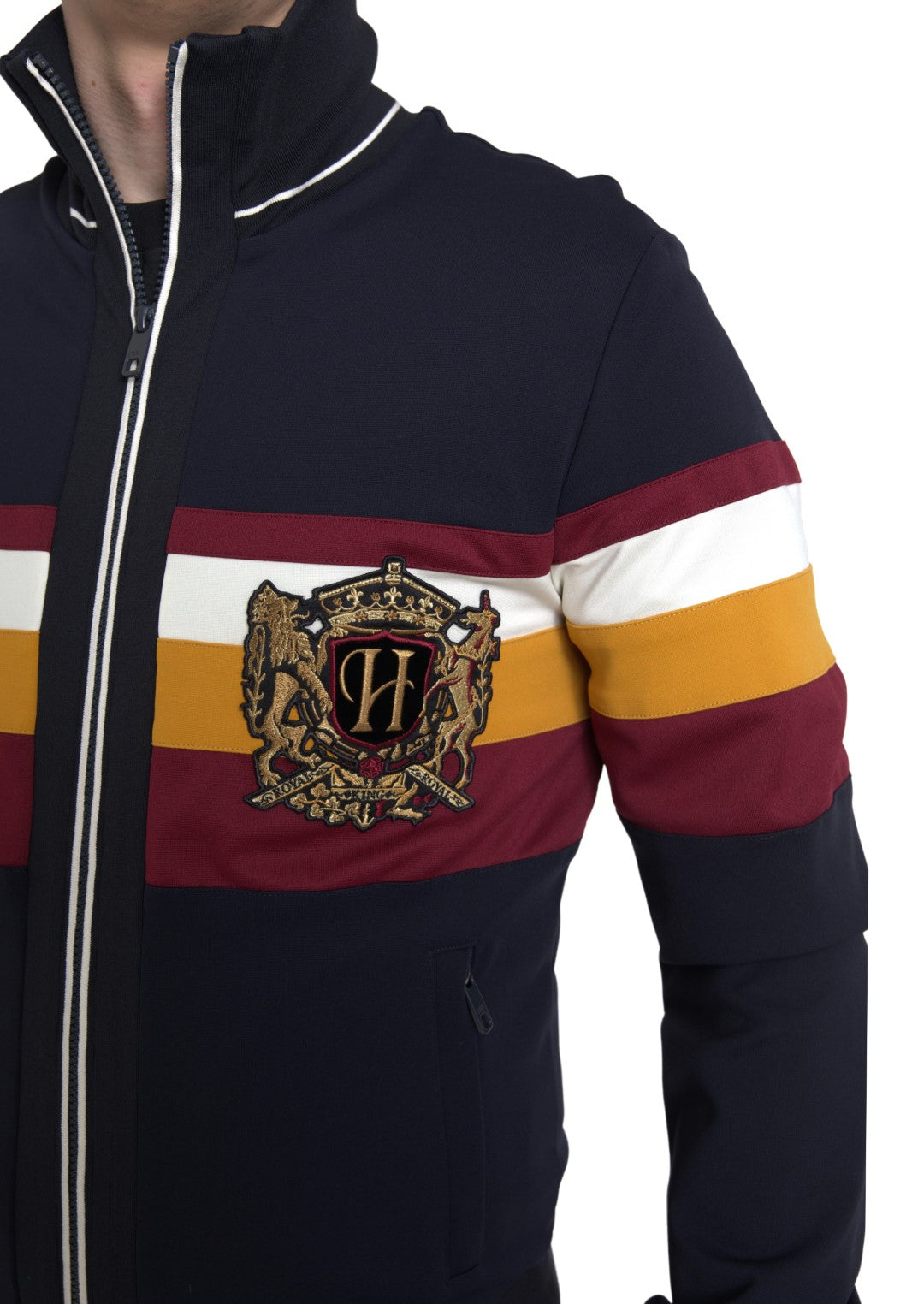 Dolce &amp; Gabbana Blauwe Cardigan Heraldische Trui met Volledige Ritssluiting