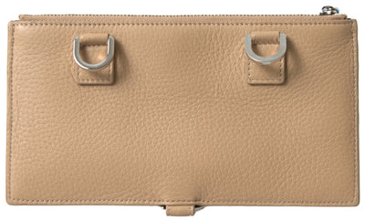 Dolce &amp; Gabbana Beige leren schouderkaarthouder schouderriem portemonnee