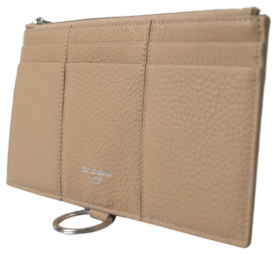 Dolce &amp; Gabbana Beige leren schouderkaarthouder schouderriem portemonnee