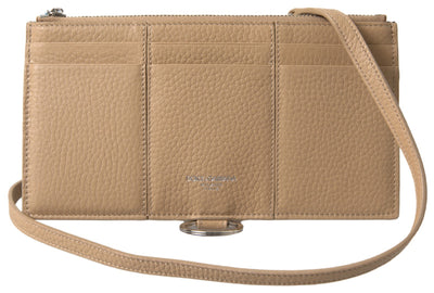 Dolce &amp; Gabbana Beige leren schouderkaarthouder schouderriem portemonnee