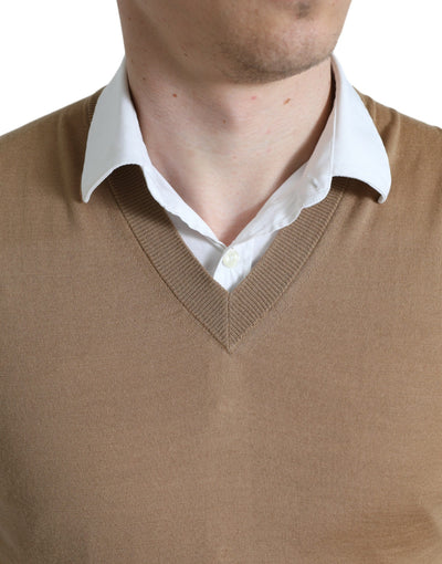 Dolce &amp; Gabbana Bruine Wollen Mouwloze Pullover Trui