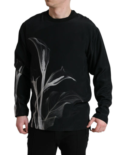 Pull ras du cou noir à imprimé floral Dolce &amp; Gabbana