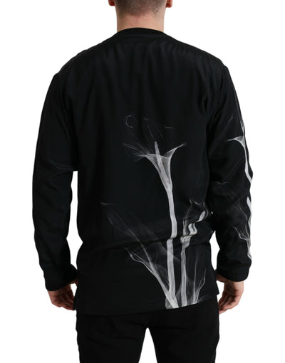 Pull ras du cou noir à imprimé floral Dolce &amp; Gabbana