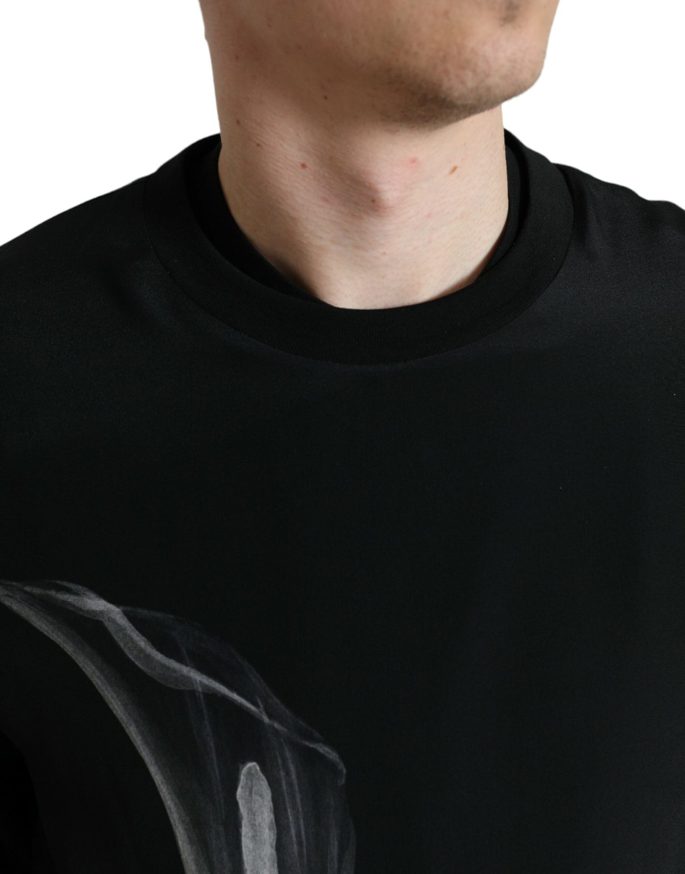 Pull ras du cou noir à imprimé floral Dolce &amp; Gabbana