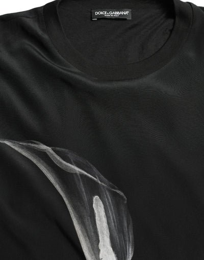 Pull ras du cou noir à imprimé floral Dolce &amp; Gabbana