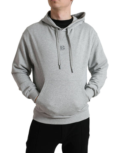 Sweat-shirt à capuche en coton gris avec logo Dolce &amp; Gabbana