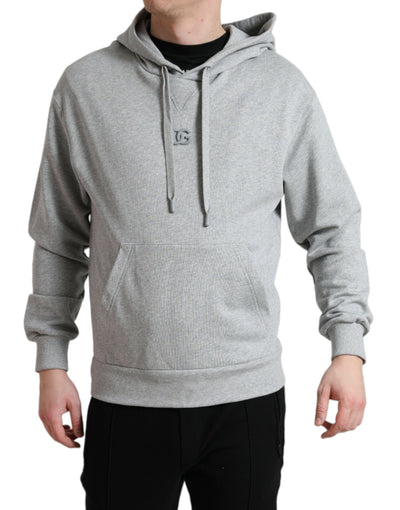 Sweat-shirt à capuche en coton gris avec logo Dolce &amp; Gabbana
