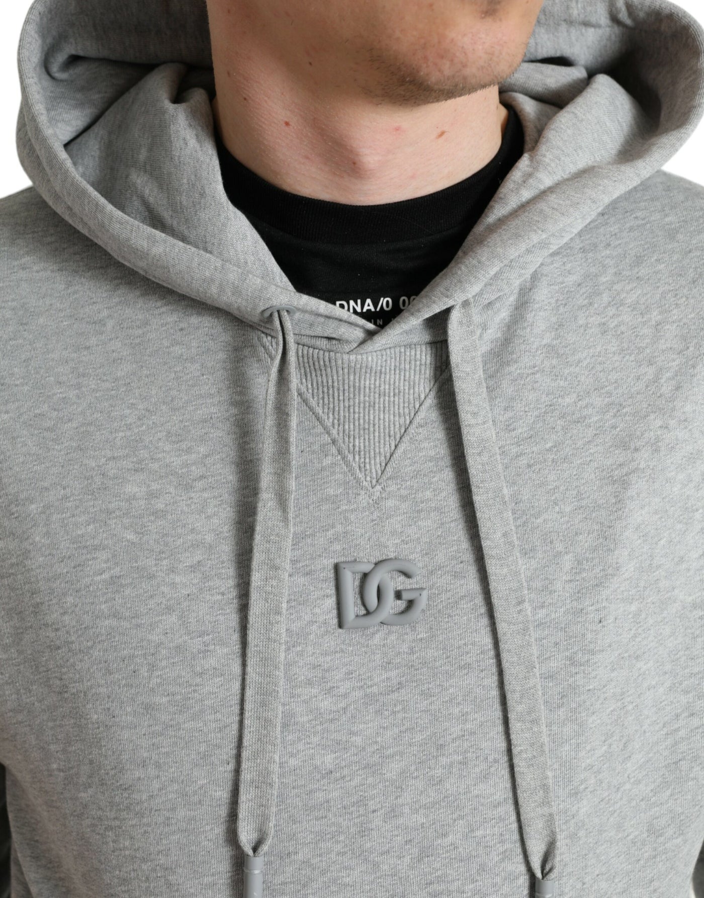 Sweat-shirt à capuche en coton gris avec logo Dolce &amp; Gabbana