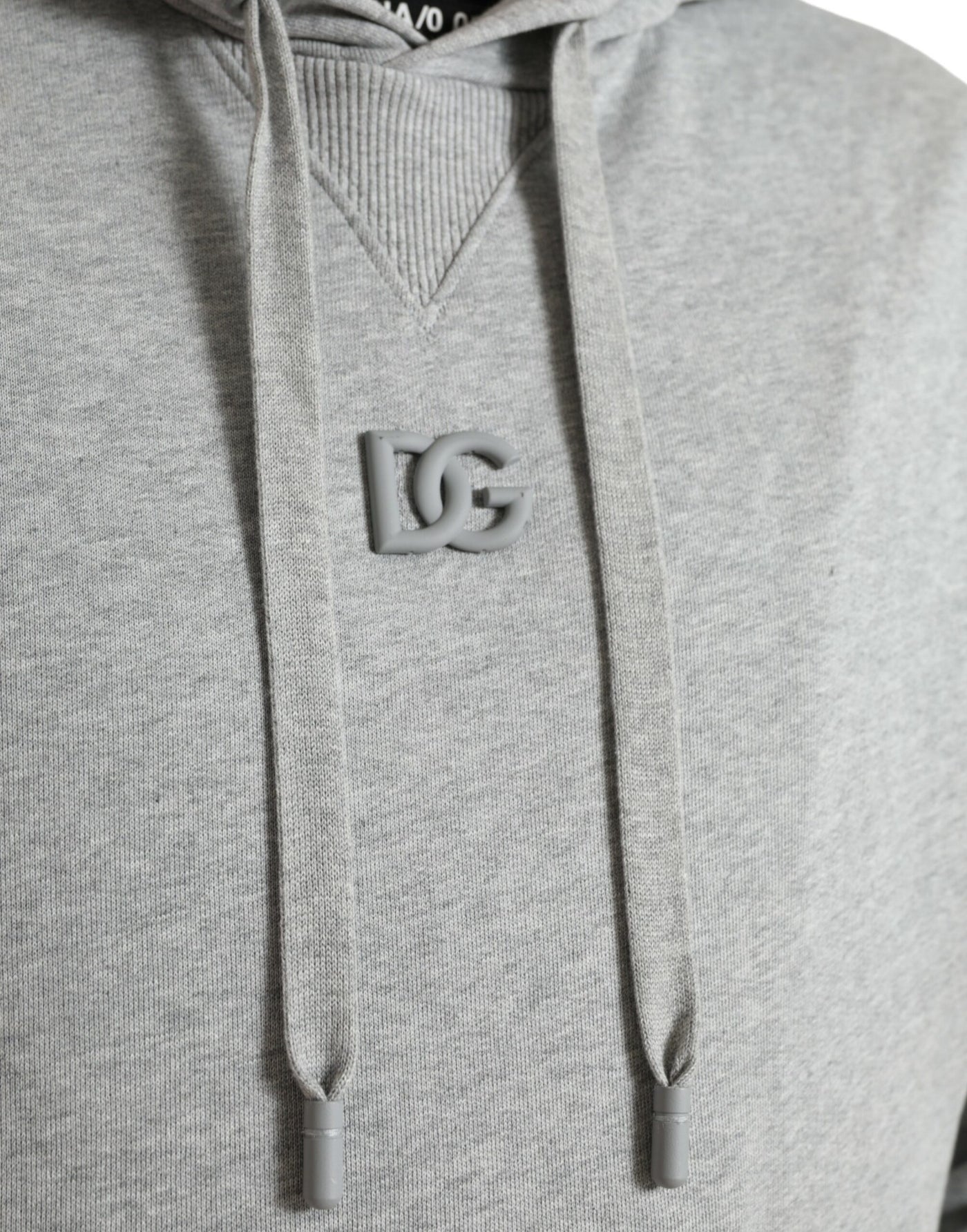Sweat-shirt à capuche en coton gris avec logo Dolce &amp; Gabbana