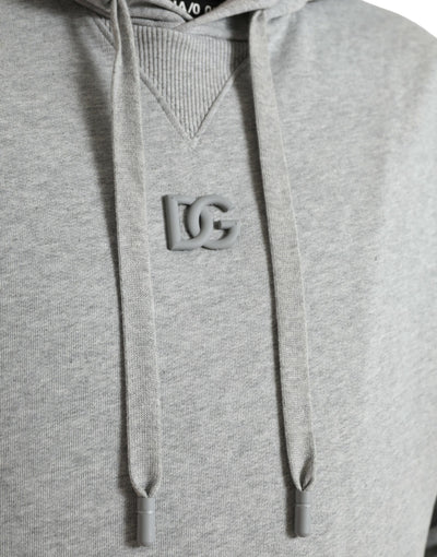 Sweat-shirt à capuche en coton gris avec logo Dolce &amp; Gabbana