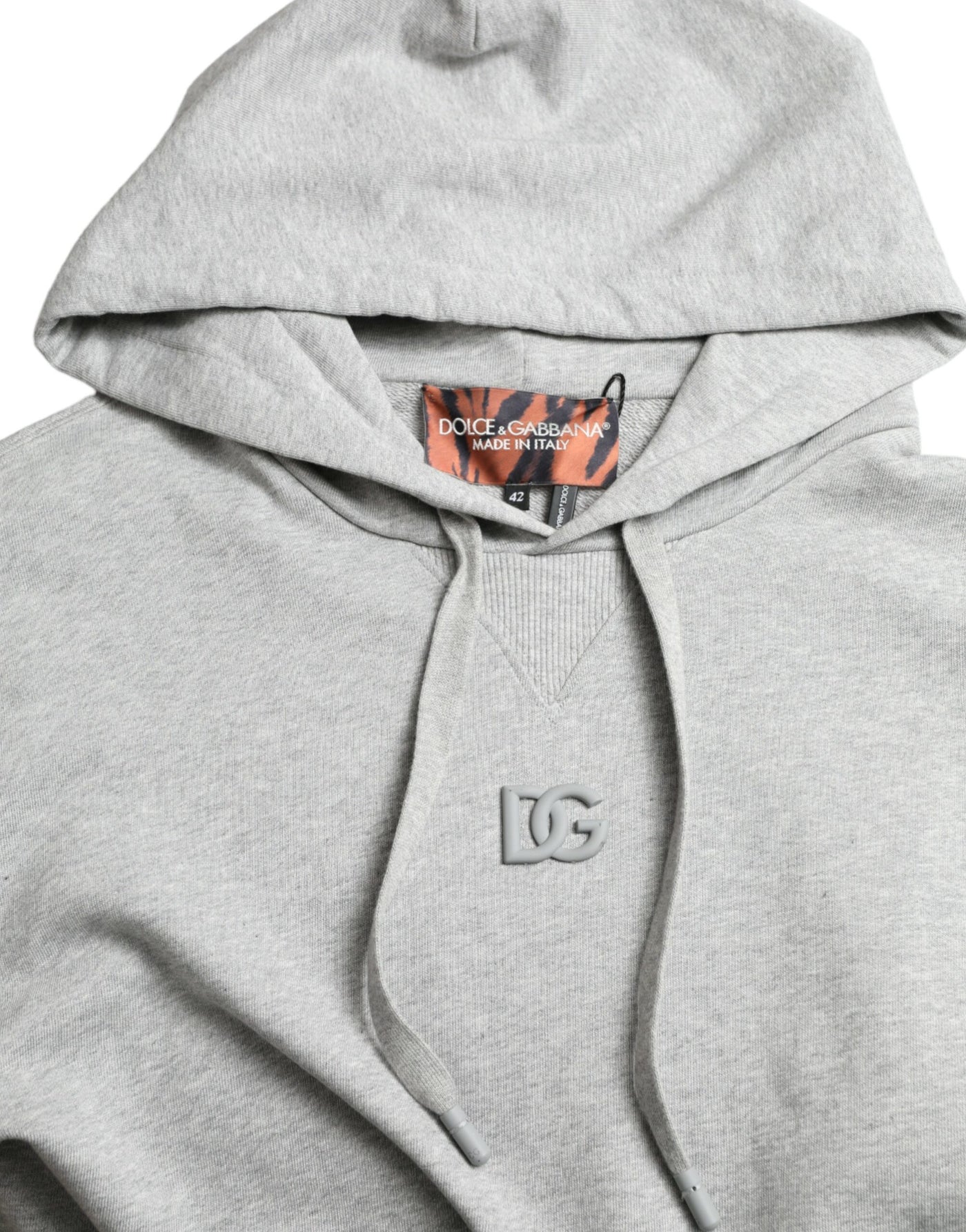 Sweat-shirt à capuche en coton gris avec logo Dolce &amp; Gabbana
