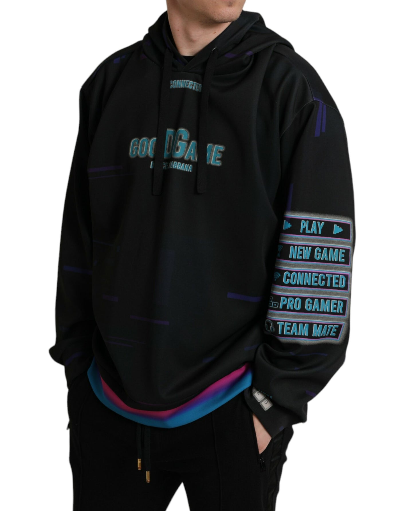 Dolce &amp; Gabbana Zwarte Logo Print Sweatshirt met Capuchon
