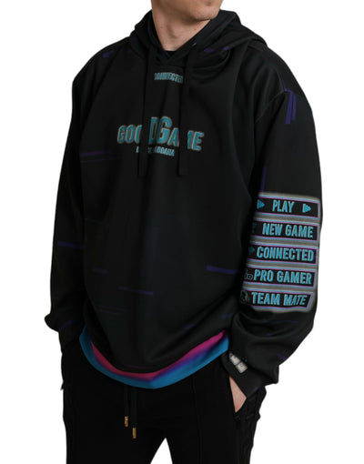 Dolce &amp; Gabbana Zwarte Logo Print Sweatshirt met Capuchon