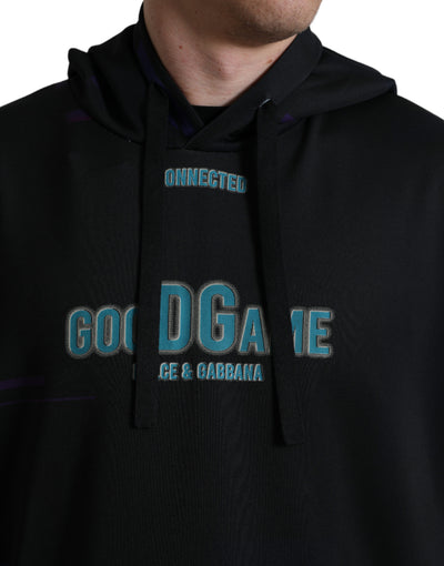 Dolce &amp; Gabbana Zwarte Logo Print Sweatshirt met Capuchon