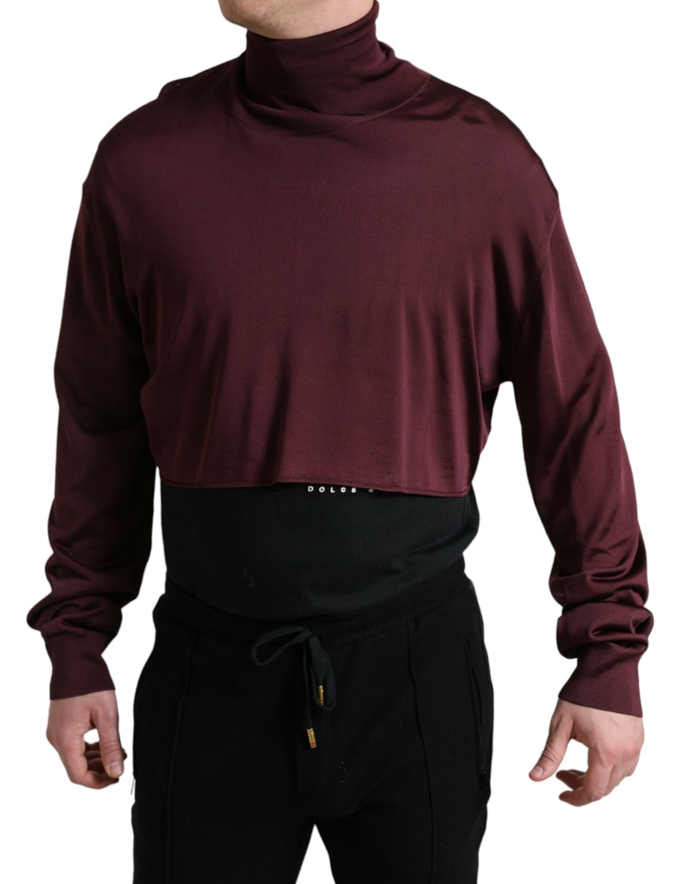 Dolce &amp; Gabbana Maroon Viscose Turtleneck Trui